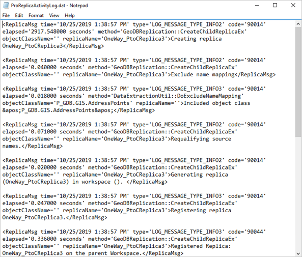 Viewing the ProReplicaActivityLog file in a text editor