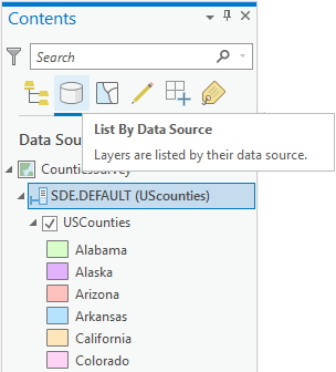 List By Data Source view of the Contents pane