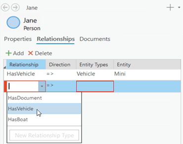 Select an existing relationship type.