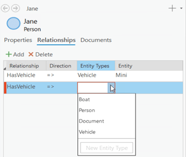 Select an existing entity type.