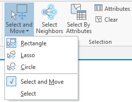 View the active selection tool and selection mode in the Selection group on the ribbon.