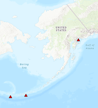 Extracted earthquake locations in Alaska