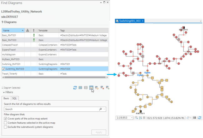 Reopening a diagram using the Find Diagrams pane