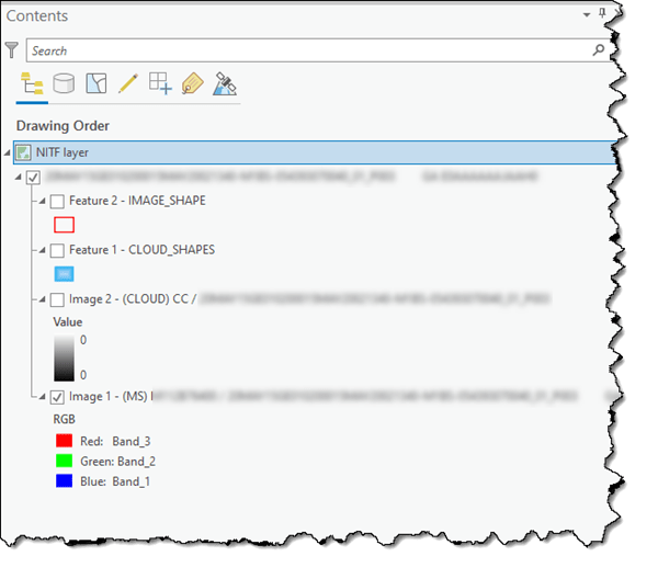 Multisegment NITF layer in the Contents pane