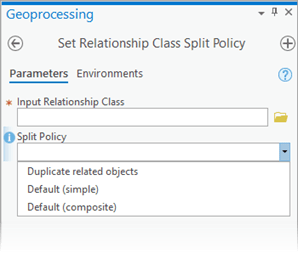 Set Relationship Class Split Policy geoprocessing tool