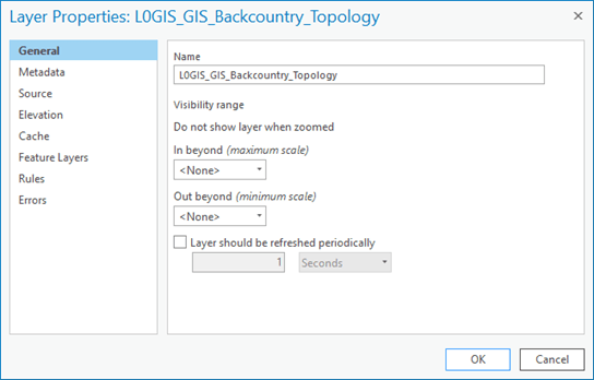 General tab in the topology feature layer properties