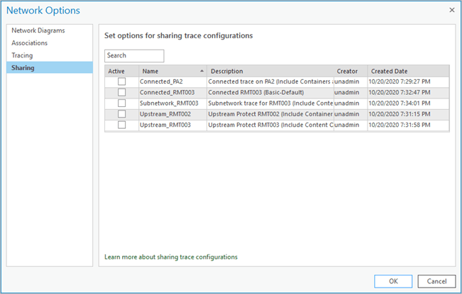 Sharing tab of the Network Options dialog box