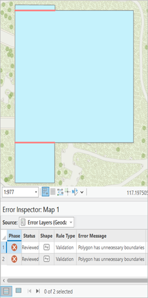 Polygon that shares its boundaries with other polygons and produces two errors