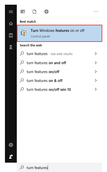 Turn Windows feature on