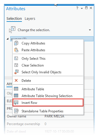 Attributes pane