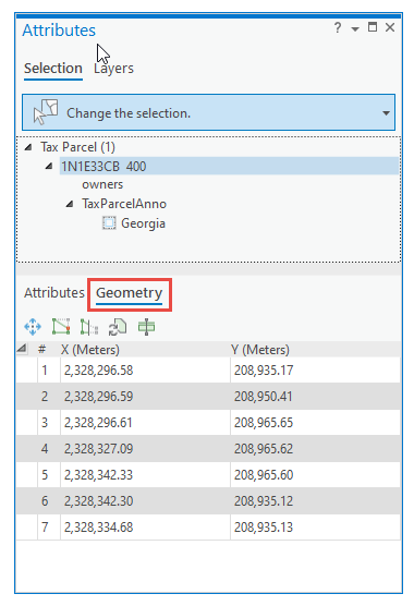 Geometry tab in the Attributes pane