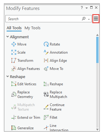 Modify Features Options