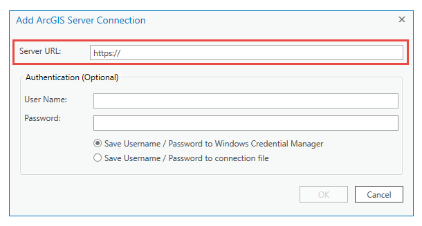 Add ArcGIS Server User Connection