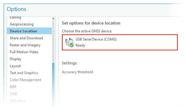 Device Location Options