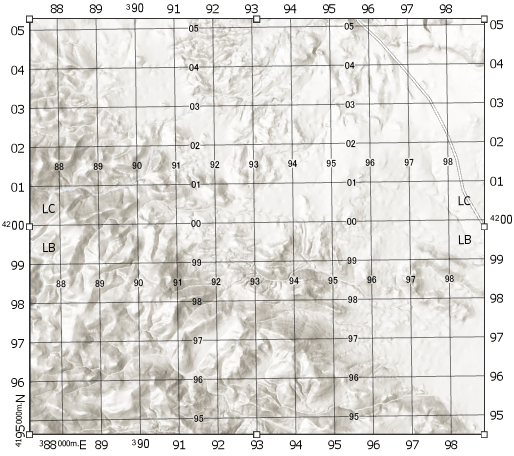 MGRS grid example map