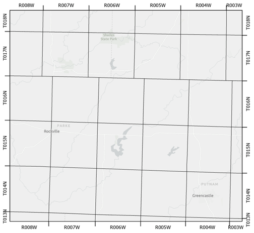 Example of a custom grid based on township and range data