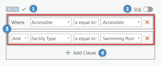 An example of the interactive mode of the query builder