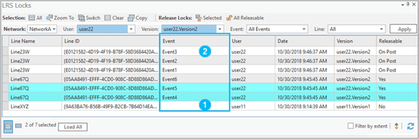 LRS Locks table, Event column