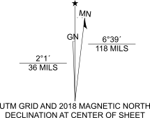 Topo North Arrow displaying grid north, magnetic north, and true north