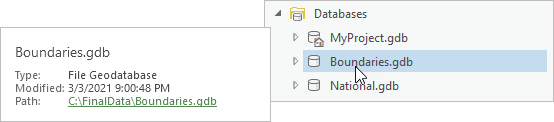 Repaired database connection in the Catalog pane
