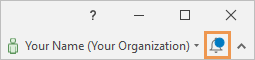 Notifications button with a blue dot indicating a new notification