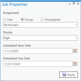 Job Properties pane