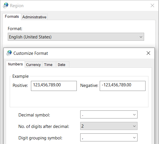 English(United States) user locale