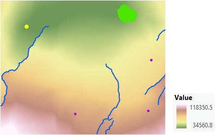 Map of the corridor result between two locations