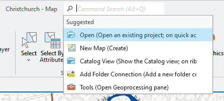 Command Search text box in ArcGIS Pro