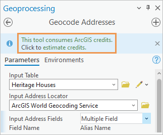 Geoocode Addresses geoprocessing tool