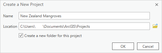 Create a New Project dialog box