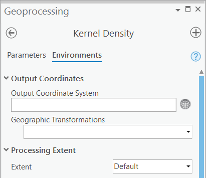 Environments tab of a tool dialog box