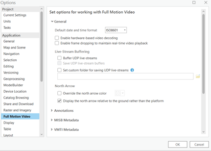 Set project options for working with FMV.