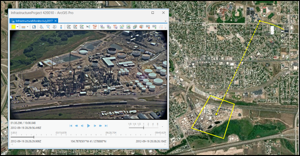 FMV player with video footprint and sensor ground track displayed on the map