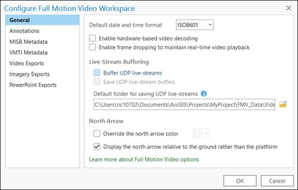 Workspace configuration dialog box