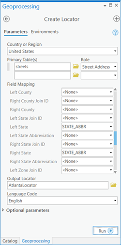 Create Locator tool pane