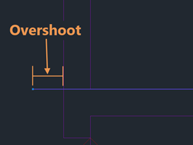 AutoCAD example of an overshoot