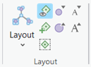 The icon for the current layout appears on the Layout drop-down menu in the Layout group on the ribbon.