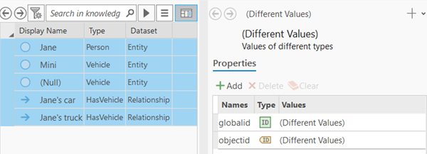 The details panel shows properties common to all selected items.