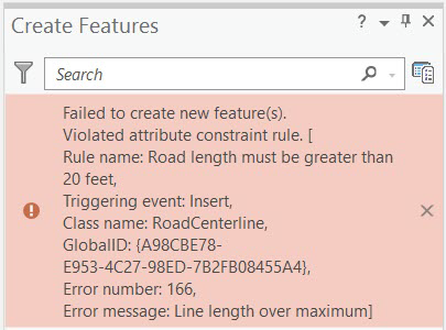 A constraint rule error message describing an invalid feature