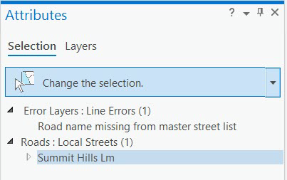 The Summit Hills Lm layer selected in the attributes pane