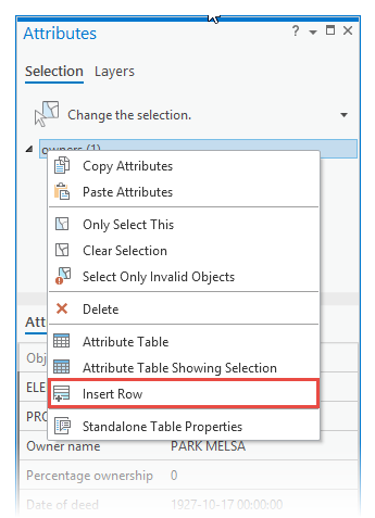 Attributes pane