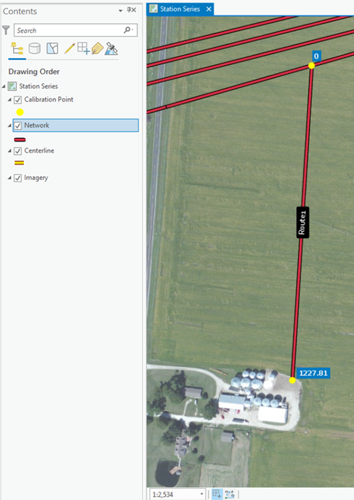 Newly created route with start measure and end measure values