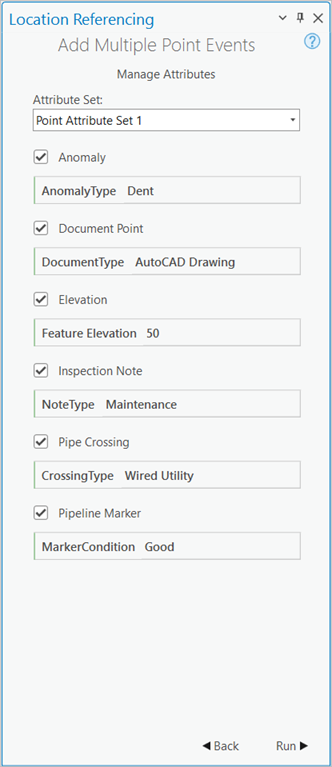 Manage Attributes with the custom Point Attribute Set 1 chosen