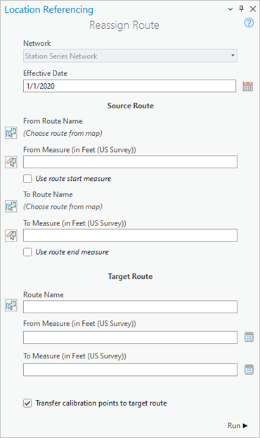 Parameters used for networks that support lines