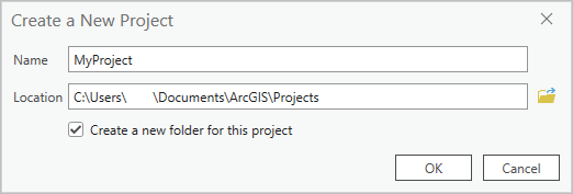 Create a New Project dialog box