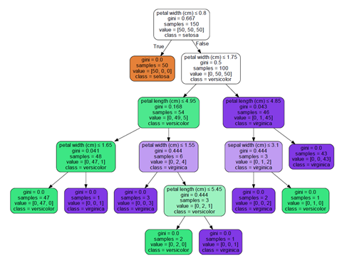 Decision tree that classifies flowers example