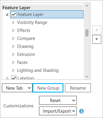 Selected tab and New Group button