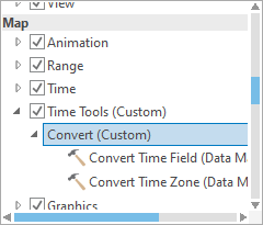 Custom contextual tab with a custom group that contains two geoprocessing tools