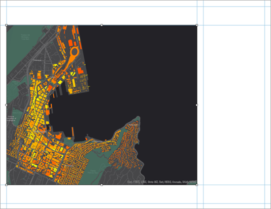 Resized map frame on layout